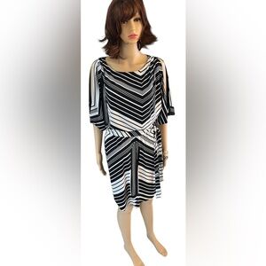 Black and White Jessica Simpson Asymmetrical Cold Shoulder Dress